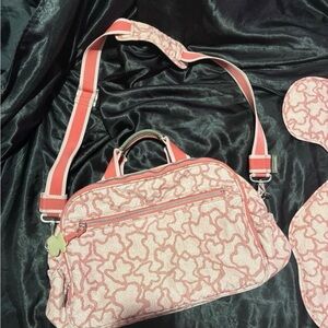 Tous Pink Patterned Crossbody Bag with Adjustable Strap